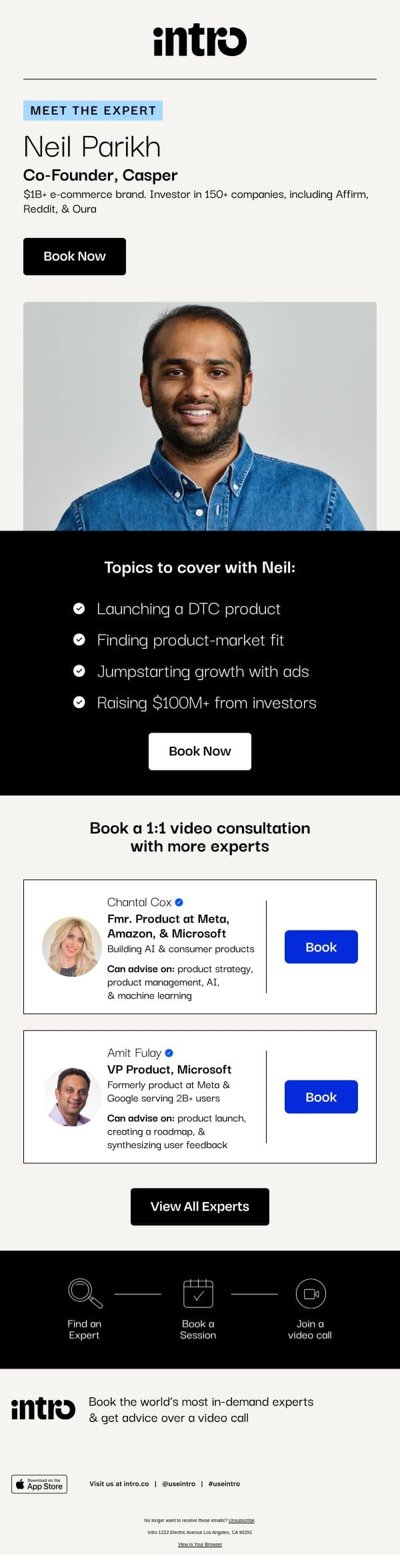 You Neil (Co-Founder of Casper) email from Intro screenshot