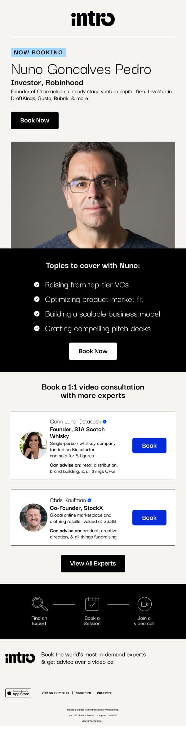 You Nuno (Investor at Robinhood) email from Intro screenshot