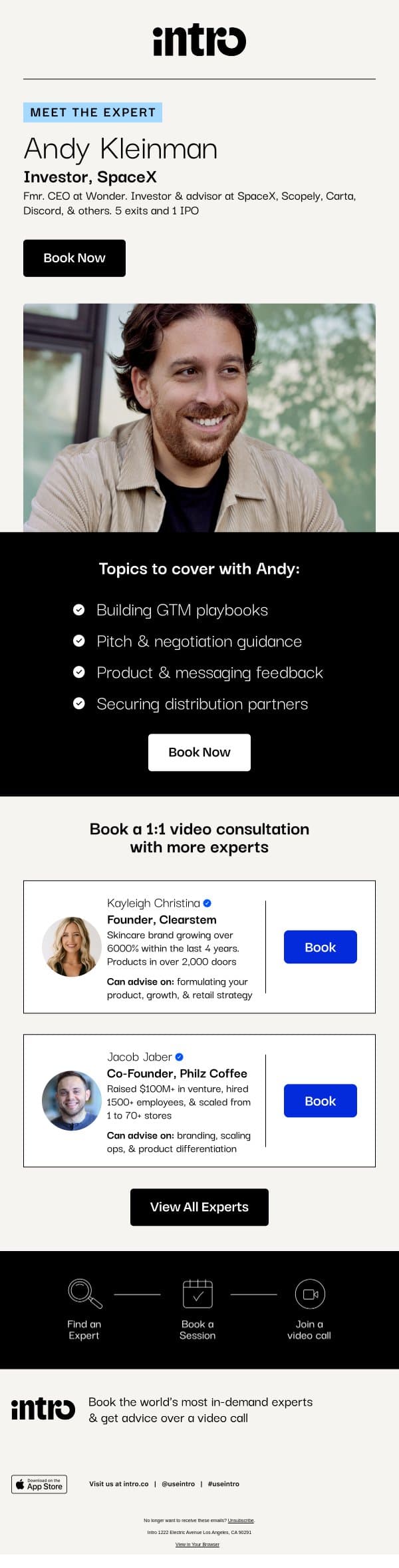 You Andy (Investor in SpaceX) email from Intro screenshot