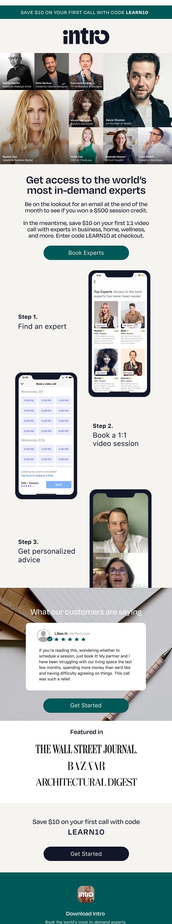 You have access to the world's most in-demand Founders and CEOs! email from Intro screenshot