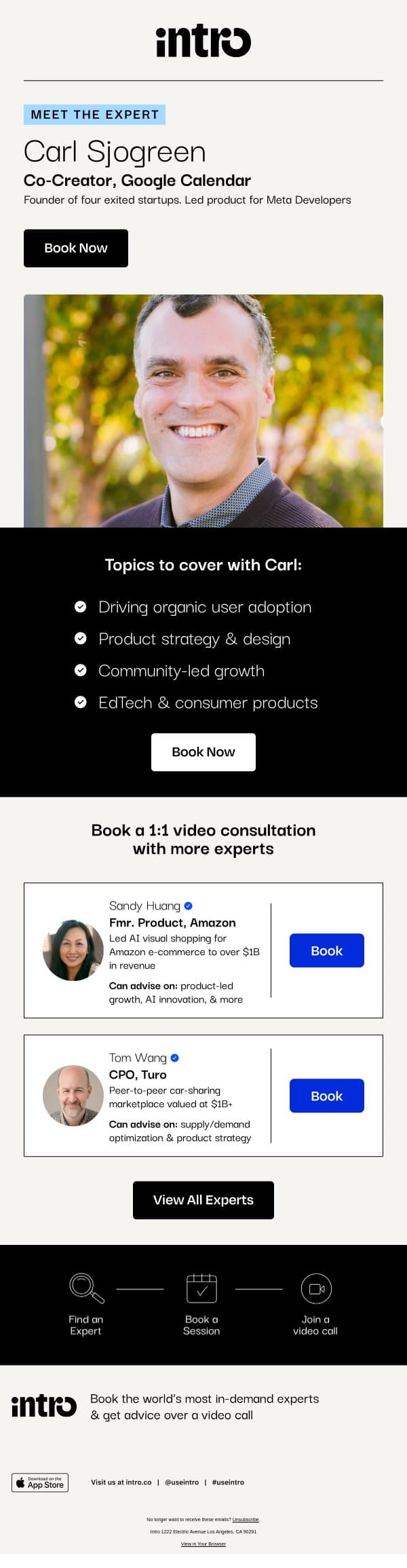 You Carl (Co-Creator of Google Calendar) email from Intro screenshot