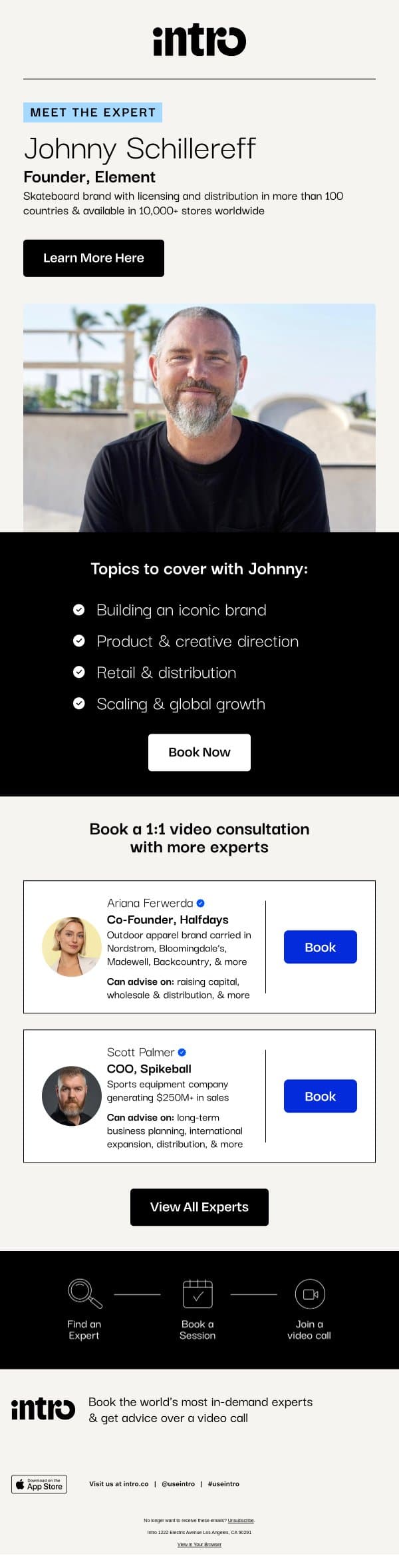 You Johnny (Founder of Element) email from Intro screenshot