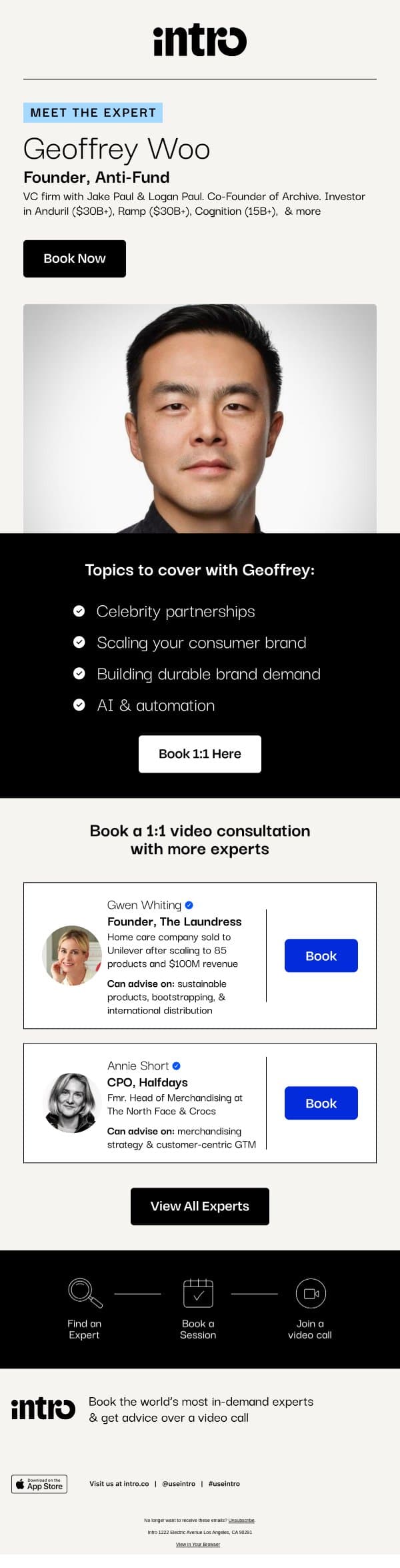 You Geoffrey (Founder of Anti-Fund) email from Intro screenshot