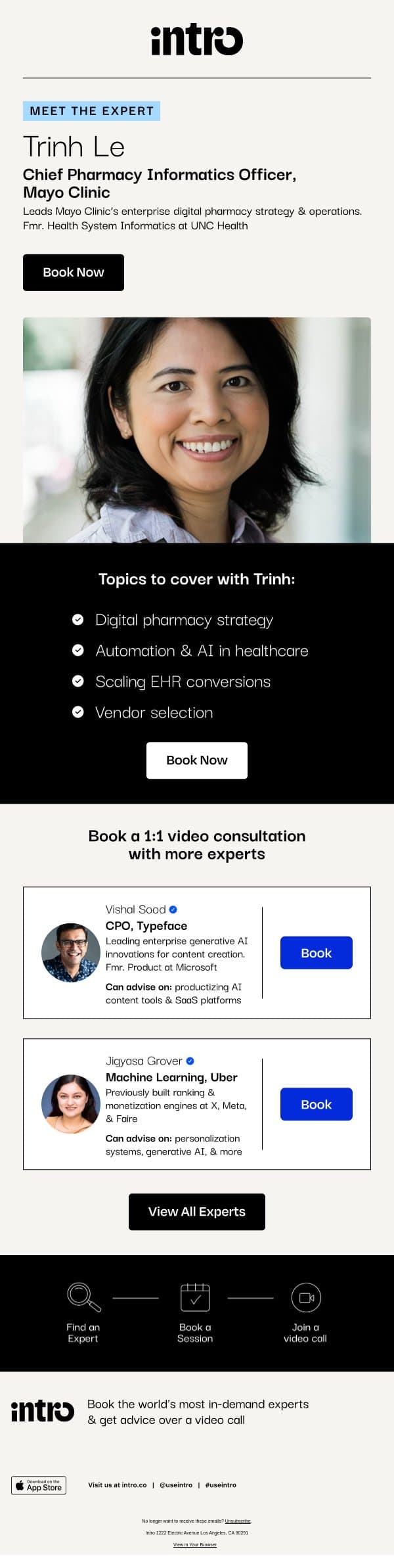 You Trinh (Chief Pharmacy Informatics Officer at Mayo Clinic) email from Intro screenshot
