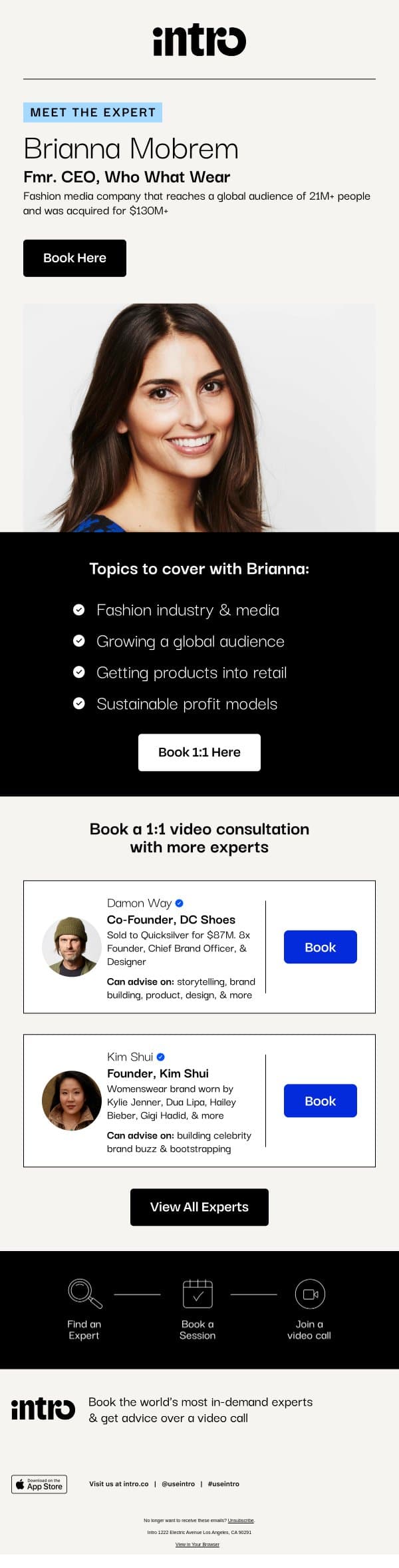 You Brianna (Fmr. CEO of WhoWhatWear) email from Intro screenshot