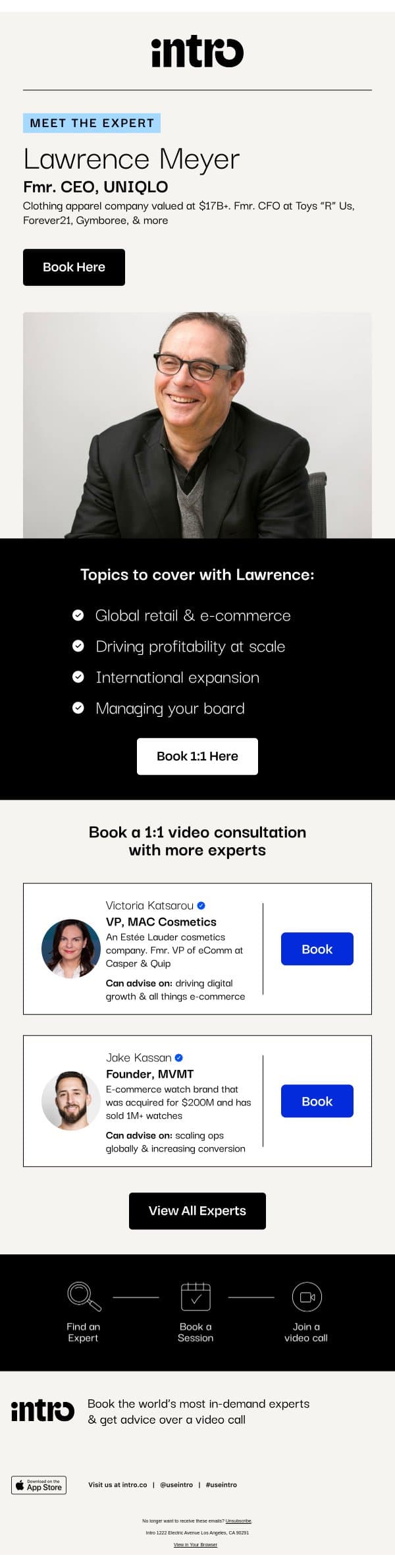 You Lawrence (Fmr. CEO of UNIQLO) email from Intro screenshot