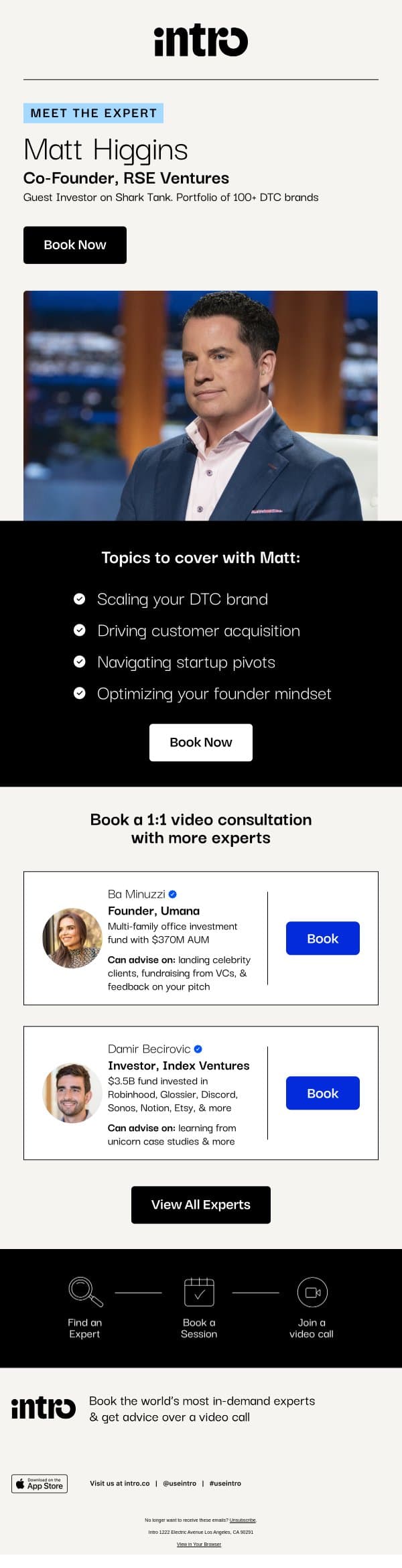 You Matt (Co-Founder of RSE Ventures) email from Intro screenshot