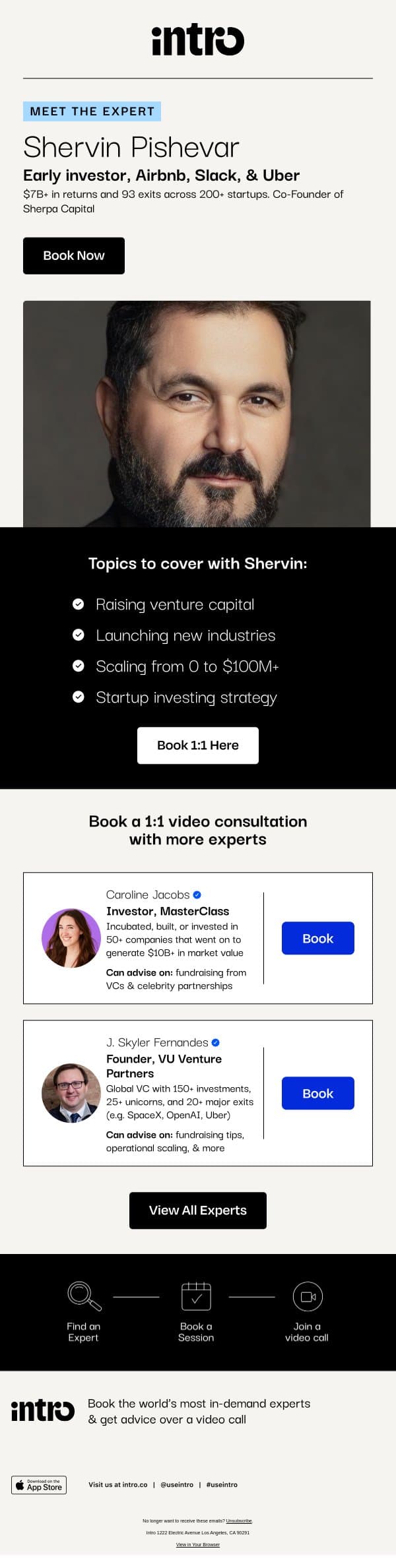 You Shervin (Early investor in Airbnb & Uber) email from Intro screenshot