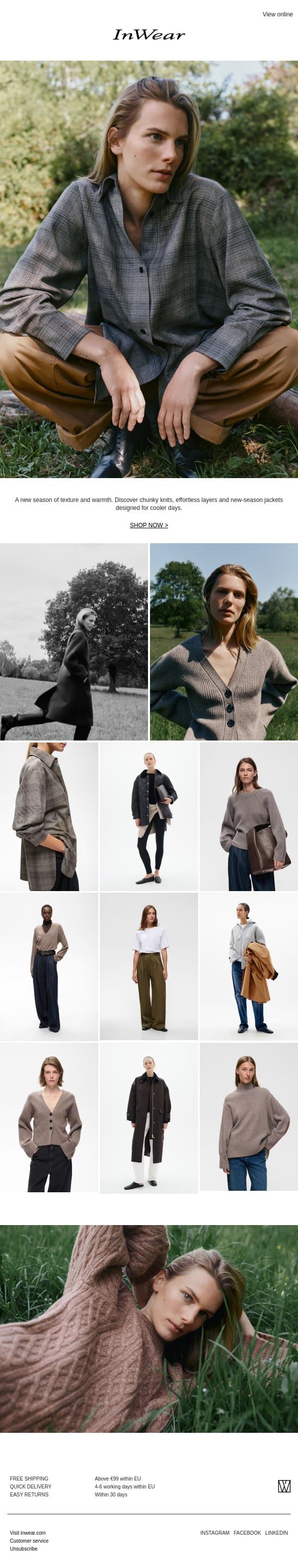The essential layering pieces email from InWear screenshot