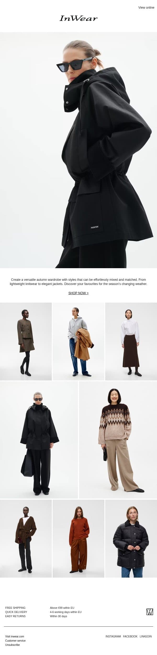 The art of autumn layering email from InWear screenshot