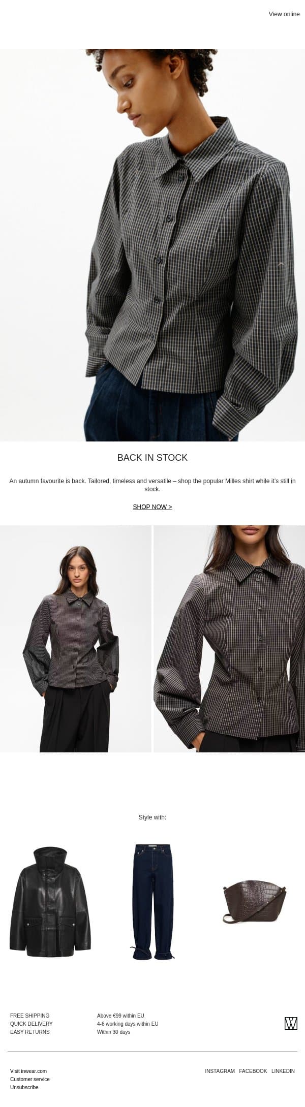 Back In Stock email from InWear screenshot