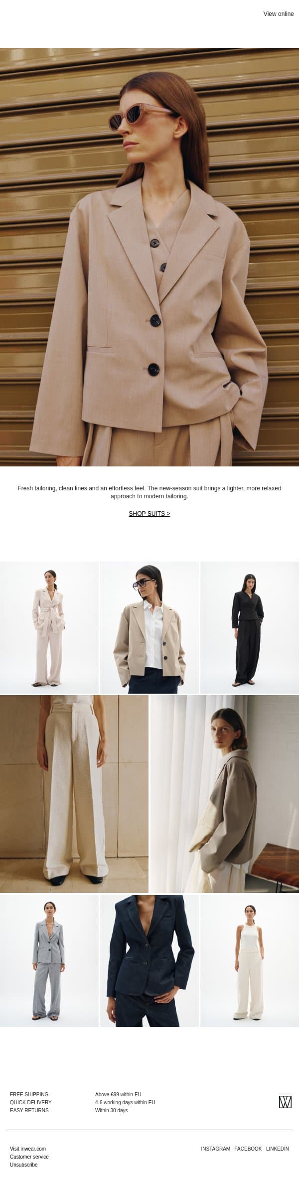 The season’s new suits email from InWear screenshot