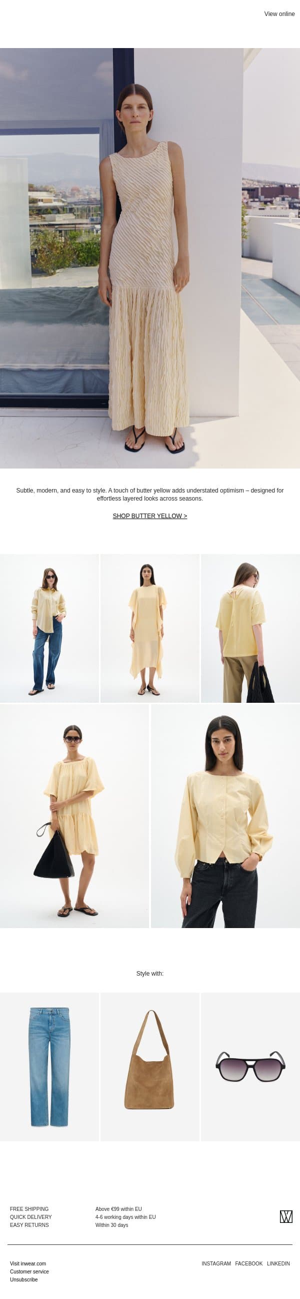 NEW IN: Butter Yellow email from InWear screenshot