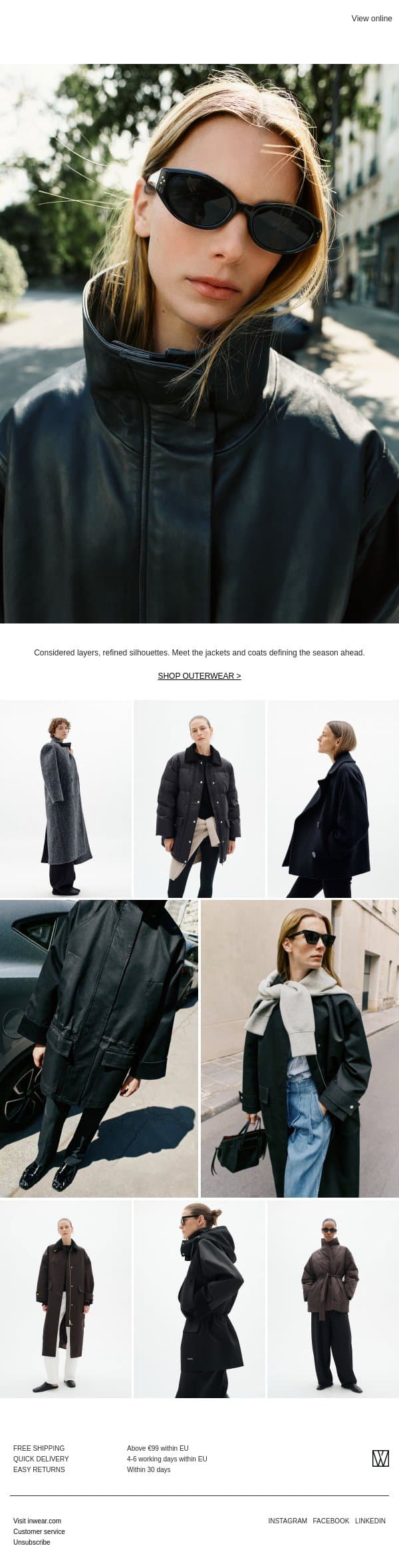 Outerwear Edit email from InWear screenshot