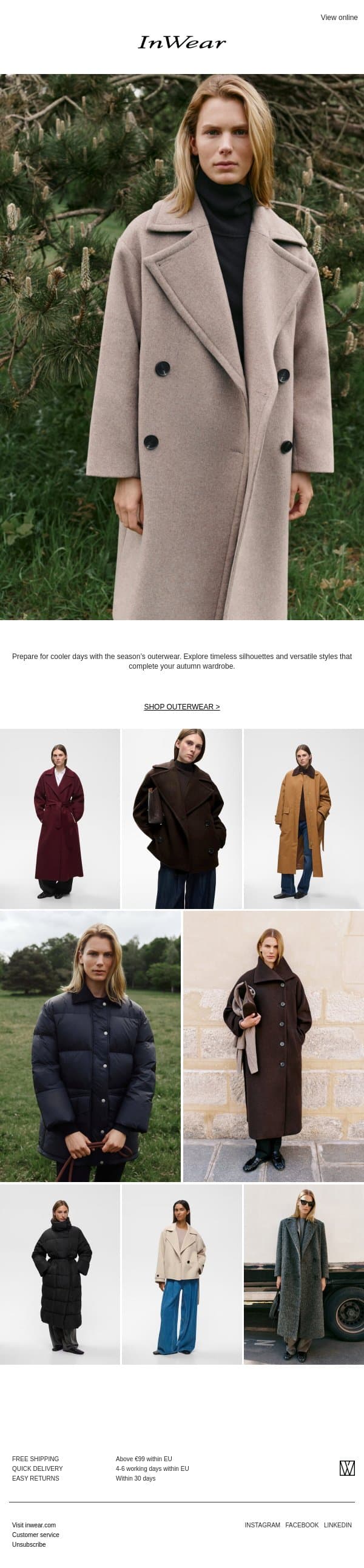 Outerwear For The Season email from InWear screenshot