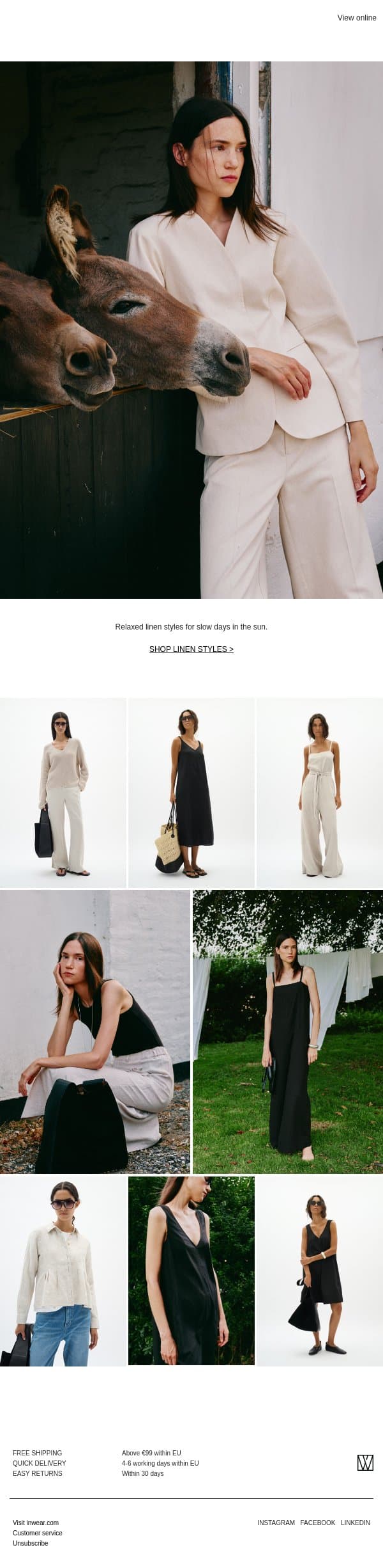 This season’s linen styles email from InWear screenshot