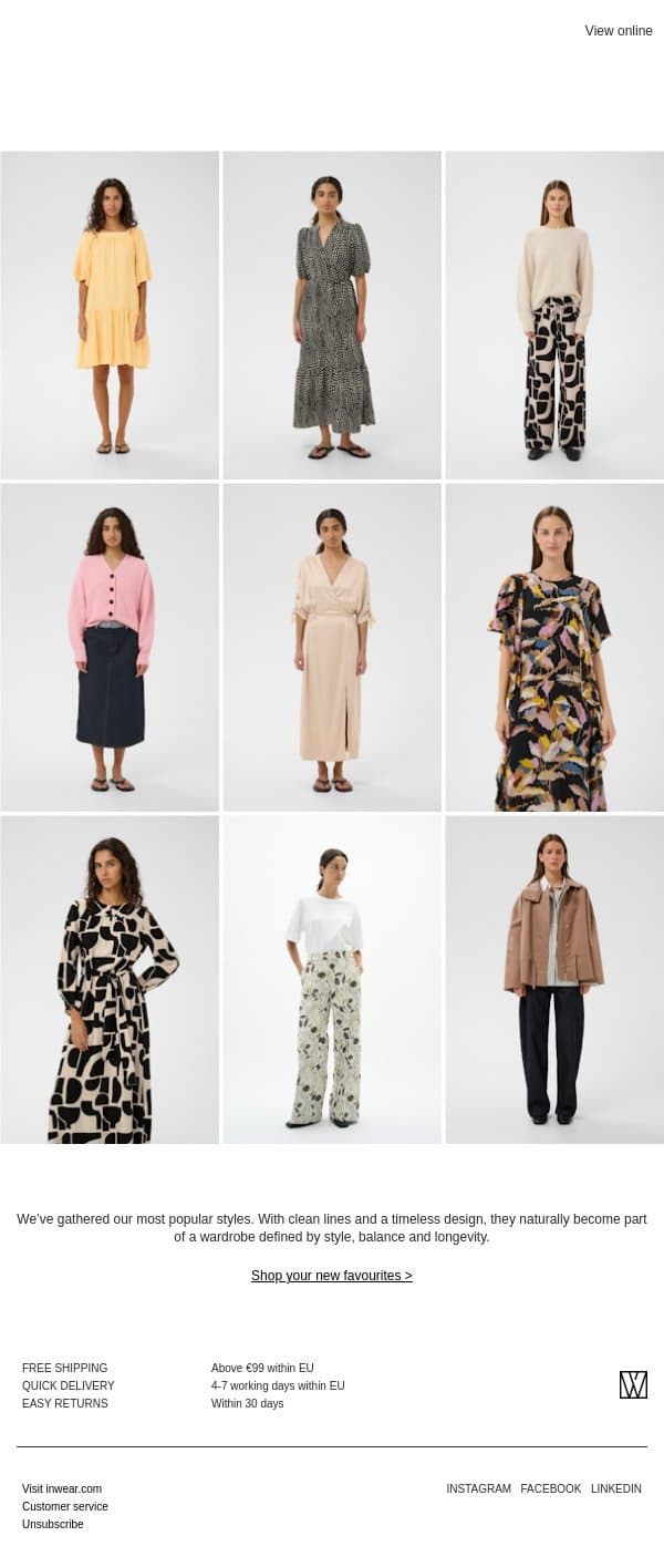Our most requested styles email from InWear screenshot