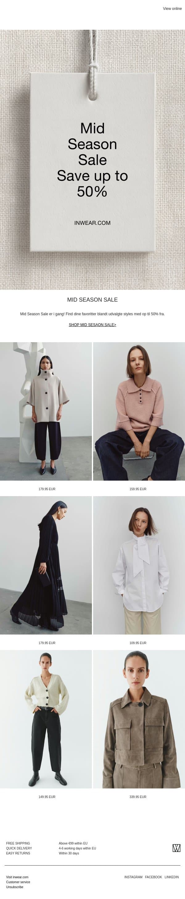 Mid Season Sale is now on email from InWear screenshot