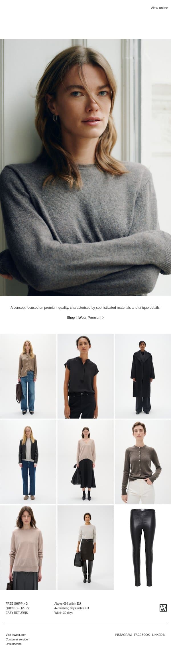 Timeless premium styles email from InWear screenshot