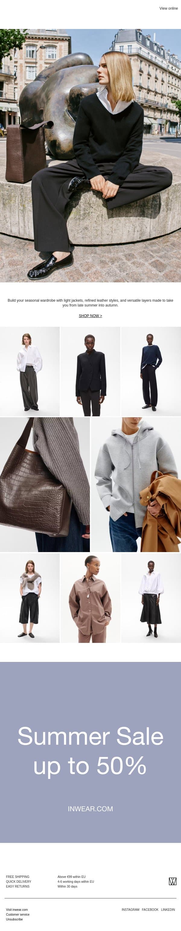 LAYER INTO AUTUMN email from InWear screenshot