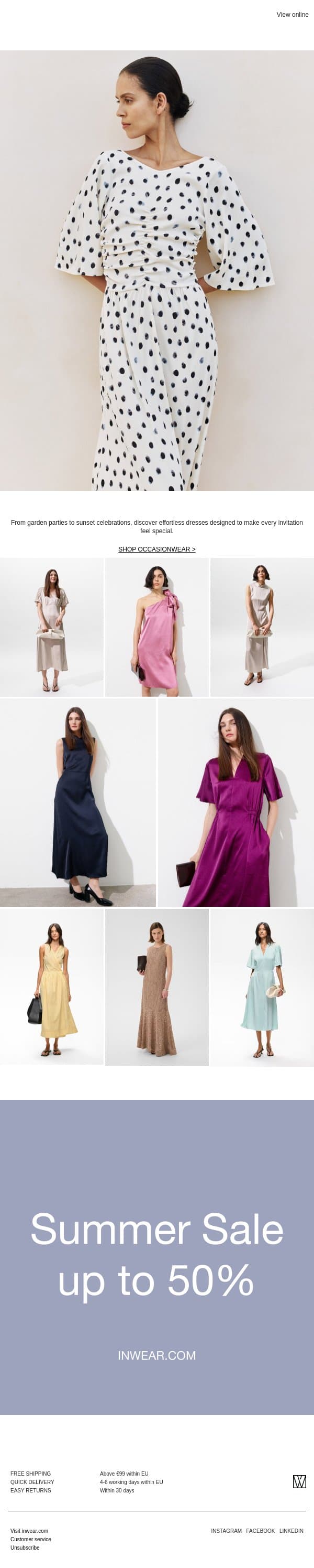 SUMMER EVENTS email from InWear screenshot