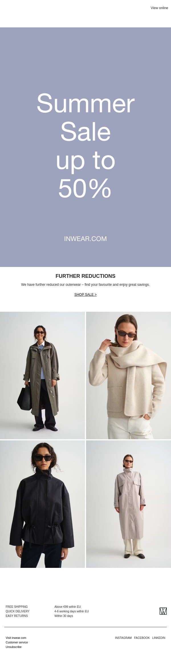 SUMMER SALE: Further reductions email from InWear screenshot