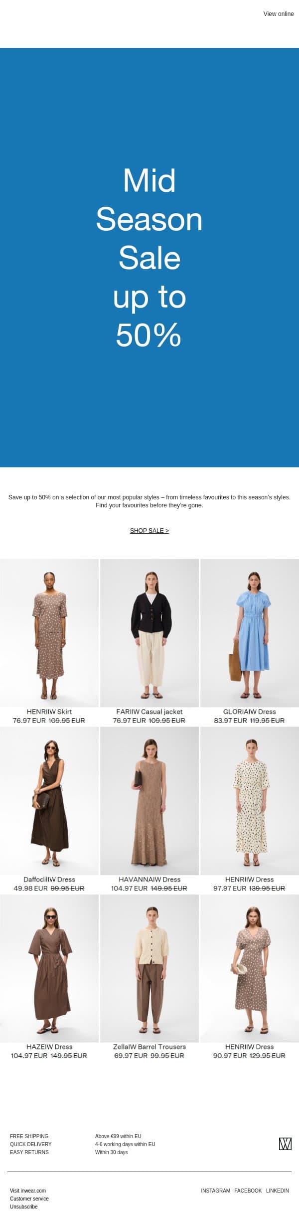 MID SEASON SALE Your favourites email from InWear screenshot