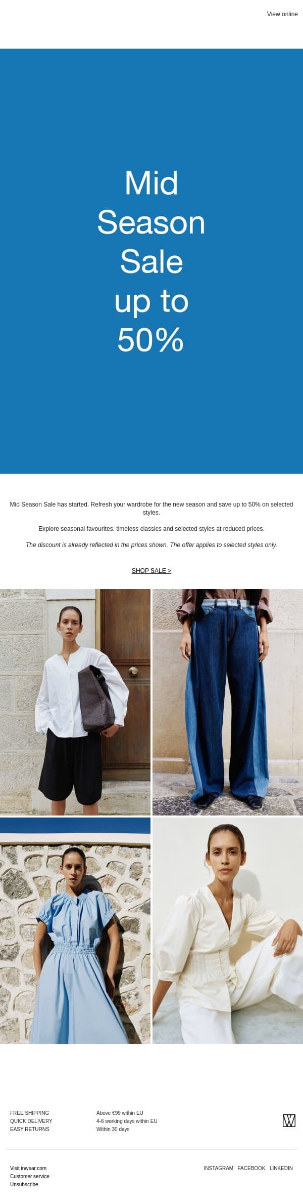 MID SEASON SALE has started email from InWear screenshot