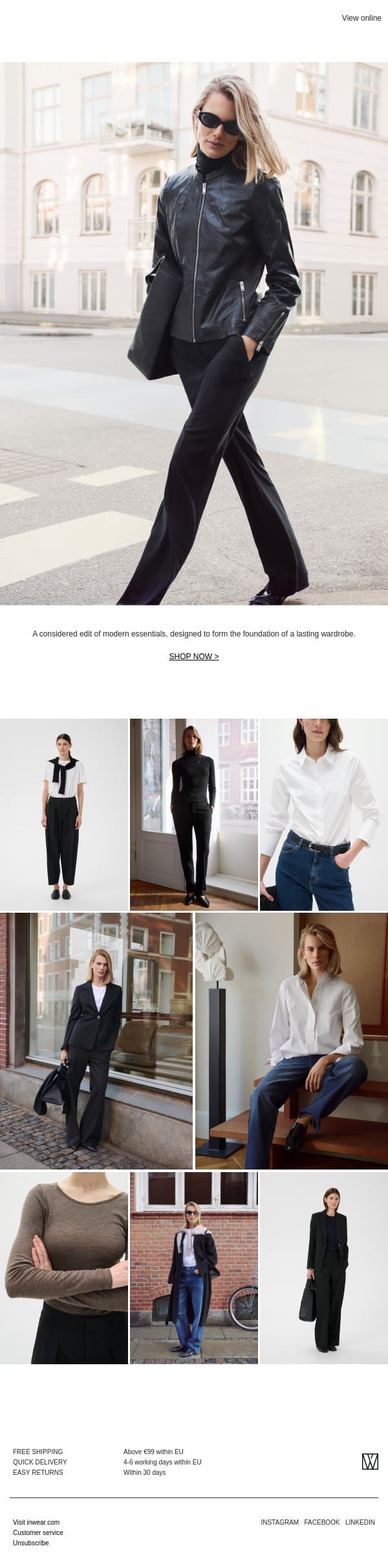 Everyday Essentials email from InWear screenshot