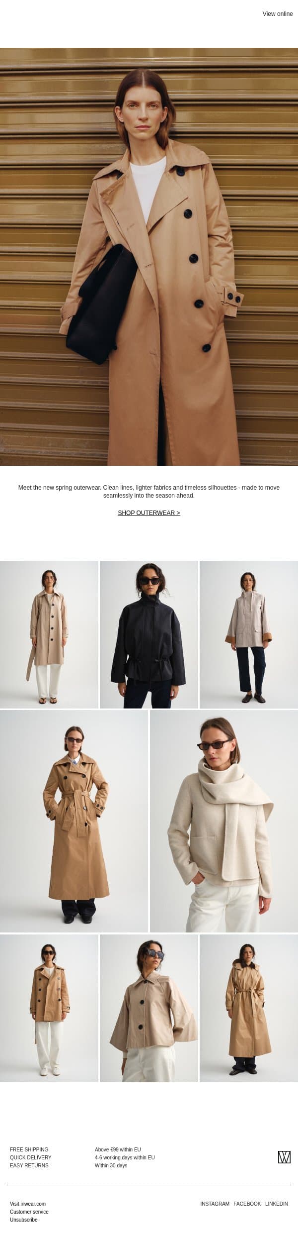 Transeasonal Outerwear email from InWear screenshot