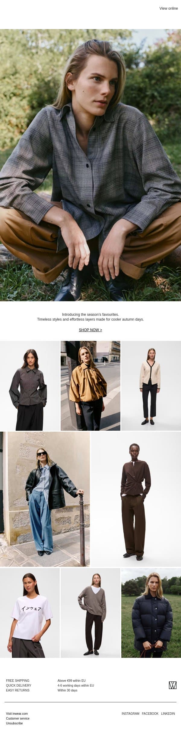 FALL FAVOURITES email from InWear screenshot