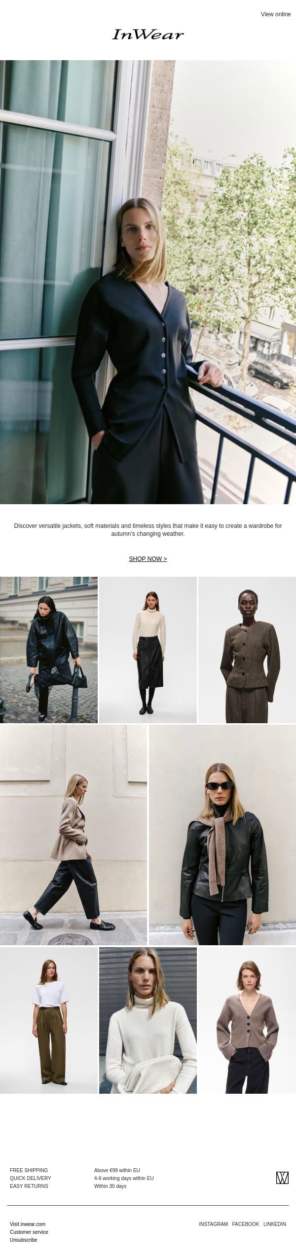 The Autumn Wardrobe email from InWear screenshot