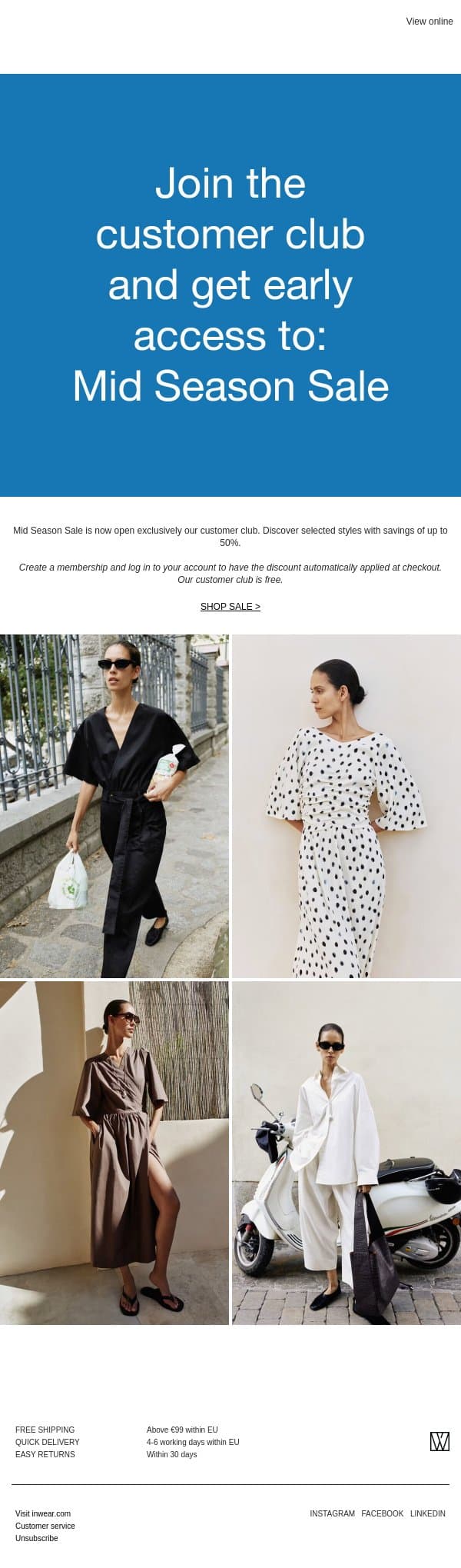 VIP SALE has begun email from InWear screenshot
