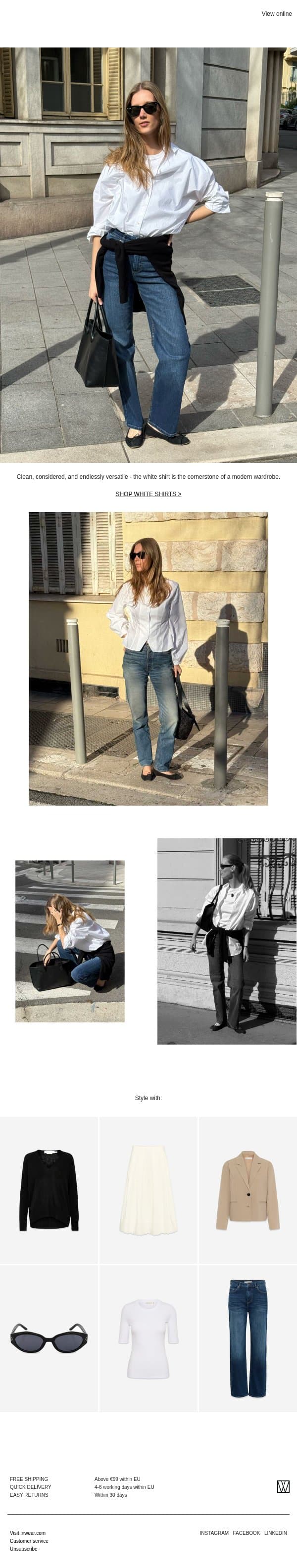 A forever piece in white email from InWear screenshot