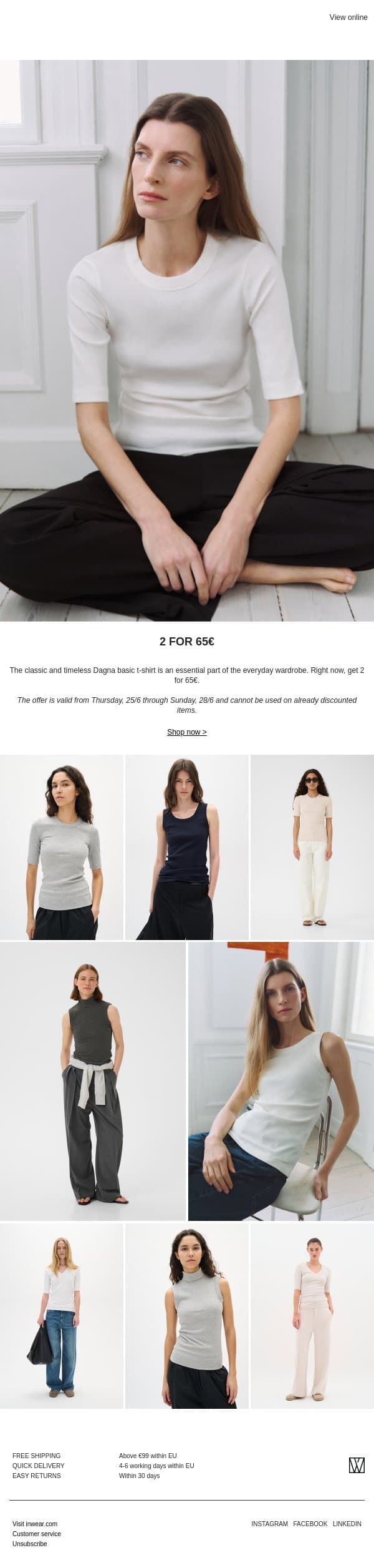 Exclusive offer: Dagna basic deal email from InWear screenshot