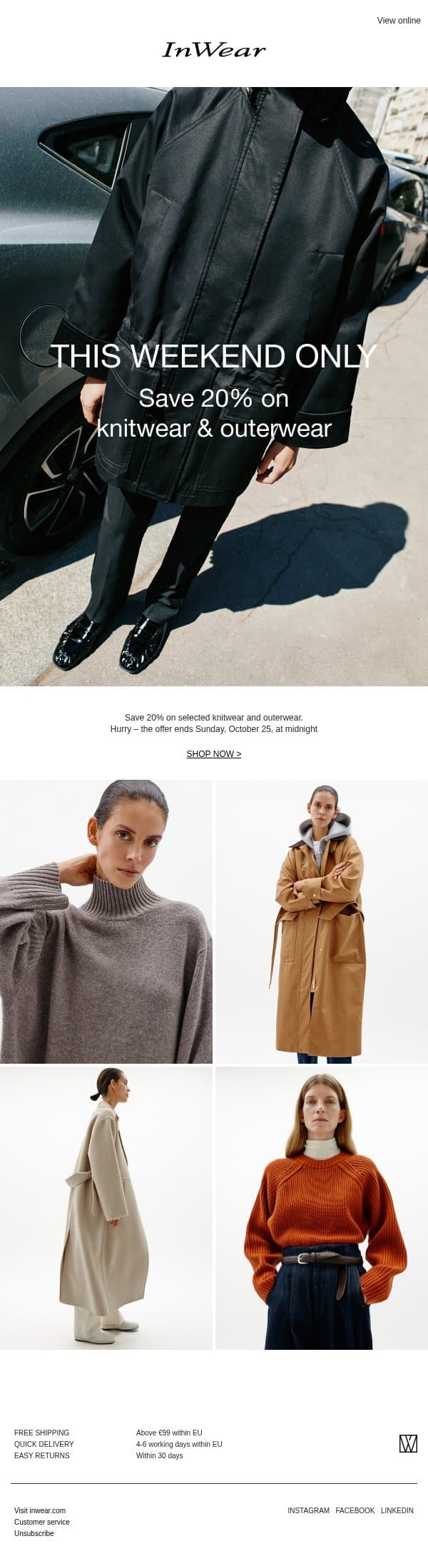Limited Offer email from InWear screenshot