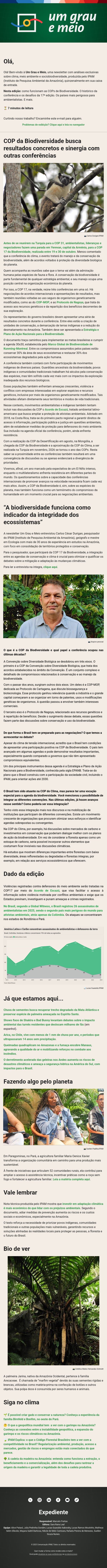 COP17 da Biodiversidade é termômetro do compromisso global com o planeta email from IPAM screenshot