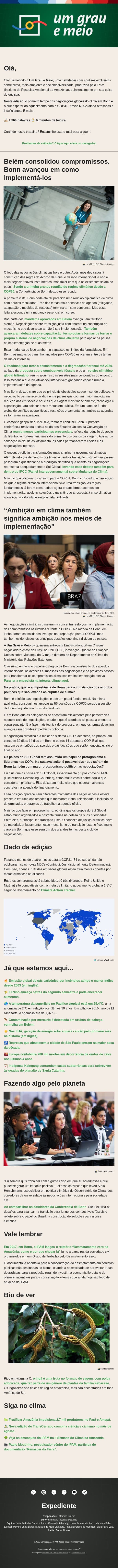 O primeiro tempo das negociações do clima em 2026 email from IPAM screenshot