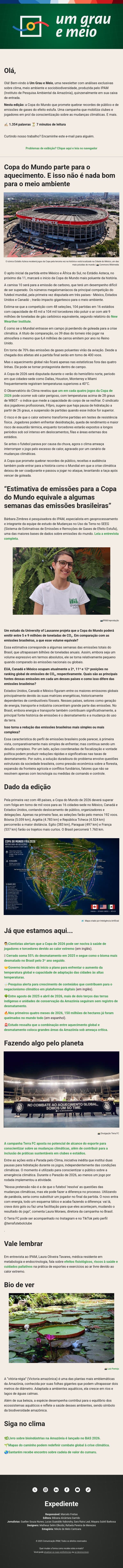 A Copa do Mundo de 2026 promete ser a mais poluente da história email from IPAM screenshot