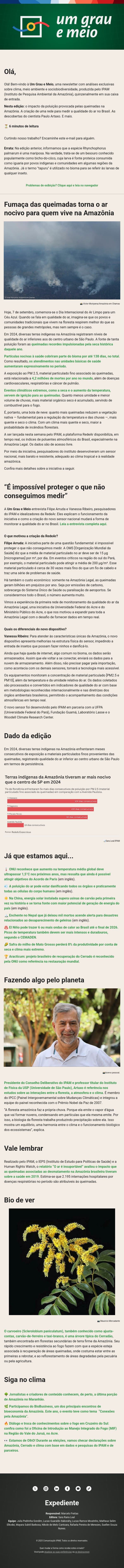 A poluição na floresta amazônica pode ser pior do que em centros urbanos? email from IPAM screenshot
