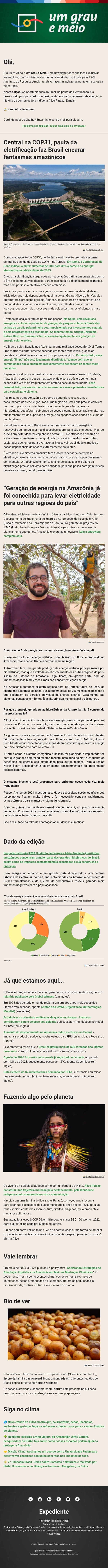Meta de eletrificação indicada em Bonn exigirá planejamento brasileiro email from IPAM screenshot
