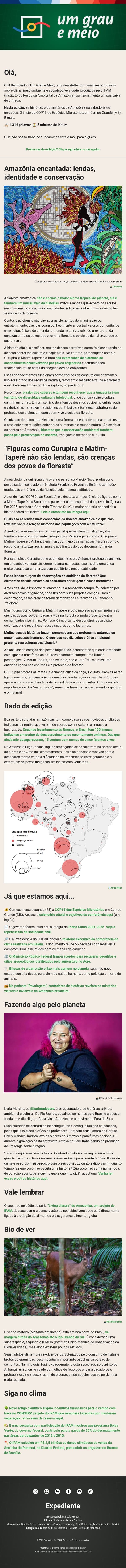 Amazônia encantada: lendas, identidade e conservação email from IPAM screenshot