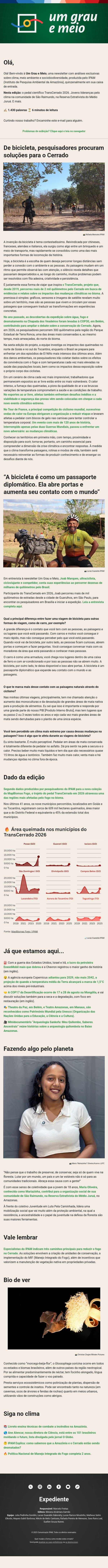 Pesquisadores sobre duas rodas e a mudança do clima no Cerrado email from IPAM screenshot