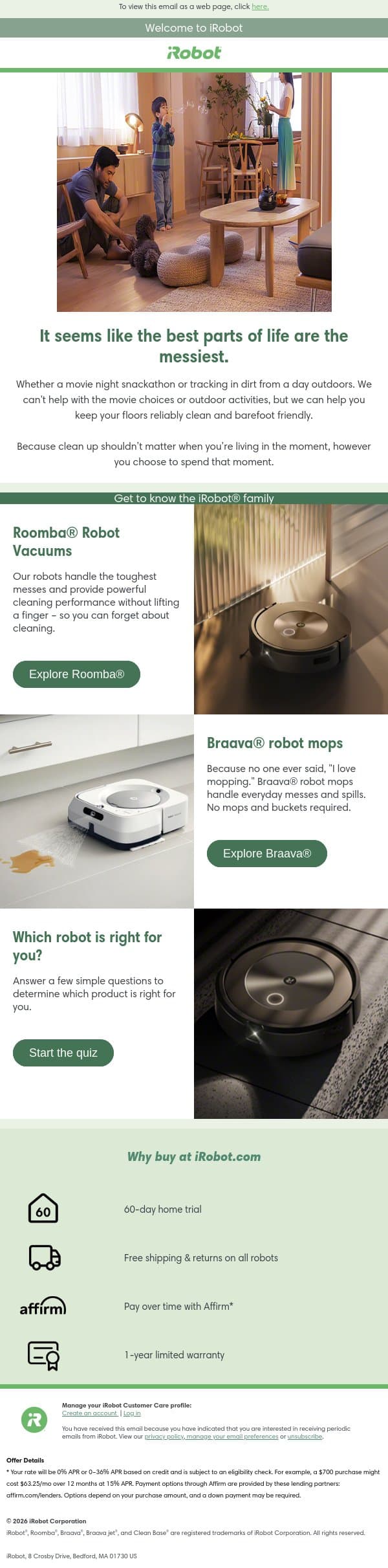 Meet the robot for you. email from iRobot screenshot