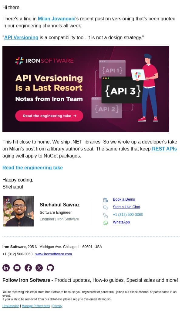 Milan Jovanović is right: stop shipping v2 email from IronOCR screenshot