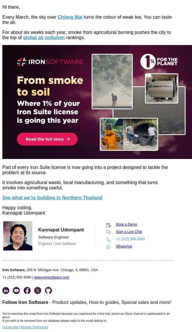 How Iron Suite is helping Northern Thailand email from IronOCR screenshot