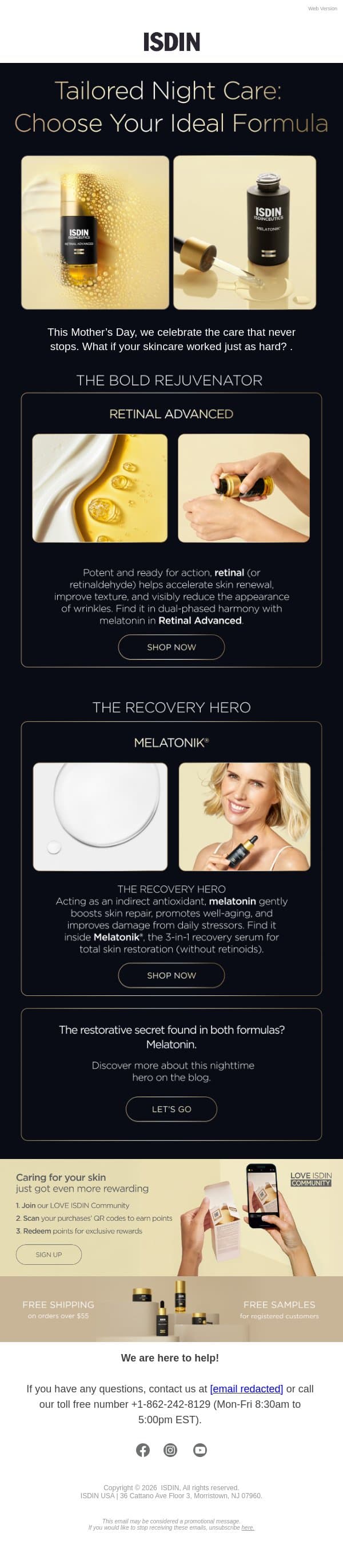 ✨Celebrate this Mother's day with retinal and melatonin email from ISDIN screenshot