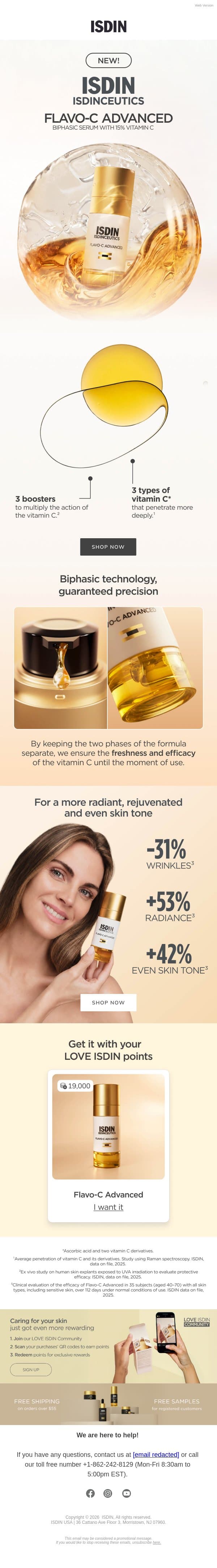 NEW! ✨ Flavo-C Advanced Serum! email from ISDIN screenshot