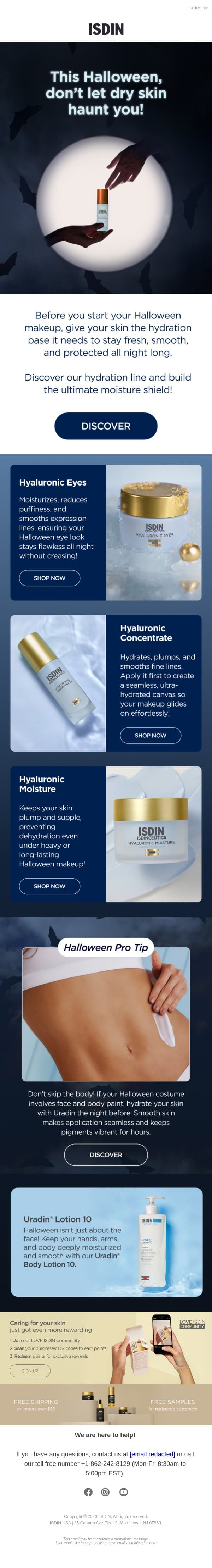 👻 Trick or treat? Treat your skin! 🎃 email from ISDIN screenshot