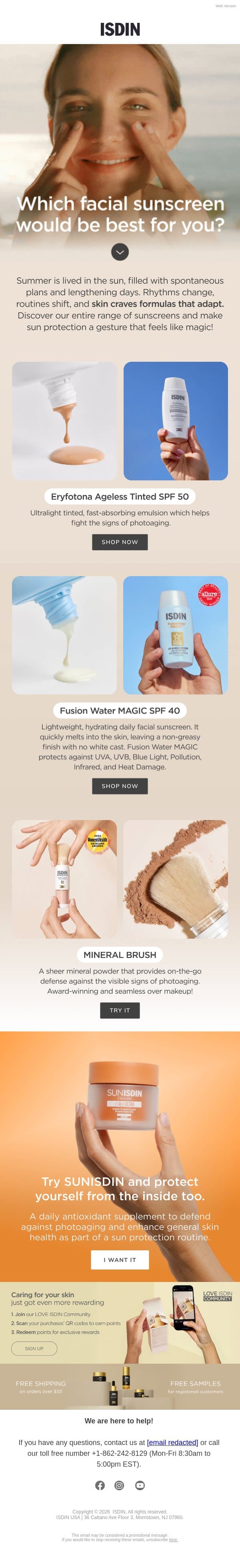☀️This summer, discover what your skin needs. email from ISDIN screenshot